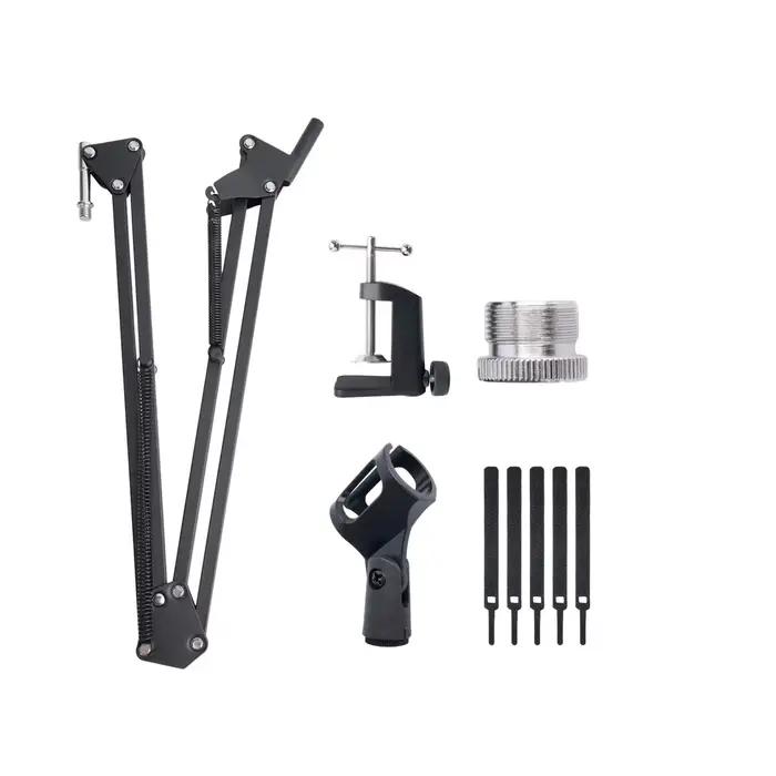 Bras de microphone articulé, support de suspension réglable avec pince robuste, support de micro à ciseaux pour l'enregistrement et le gaming