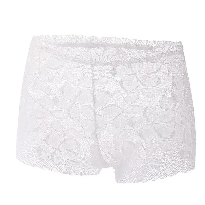 Culotte transparente taille moyenne en dentelle et maille florale ajourée pour femme