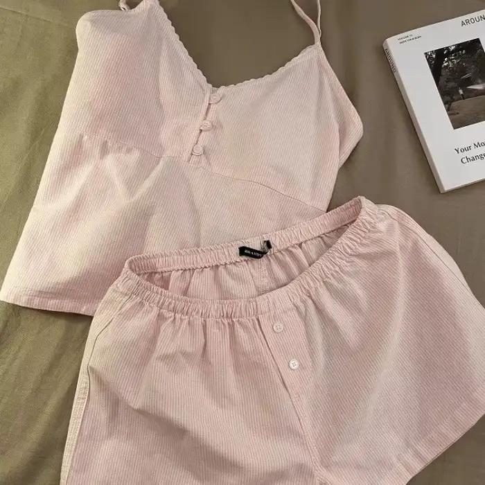 2025 nouveaux vêtements de nuit en coton femmes été à manches courtes Shorts mignon