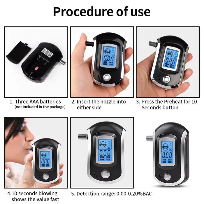 Alcootest numérique AT6000 pour la police, éthylotest avec écran LCD, testeur d'alcoolémie de sécurité, éthylotest sans batterie