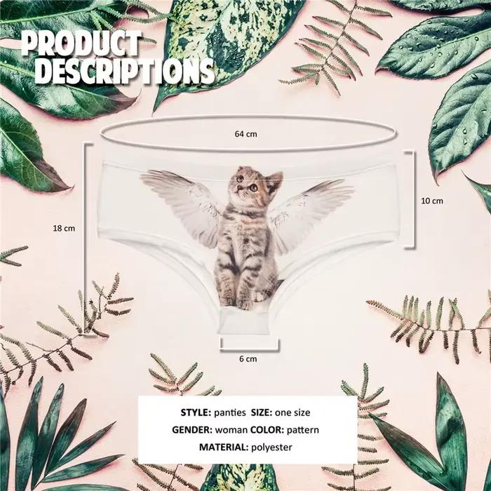 Kawaii 3D culottes femmes sous-vêtements ange chat dessin animé imprimé belle Push Up slips Lingerie string pour femme