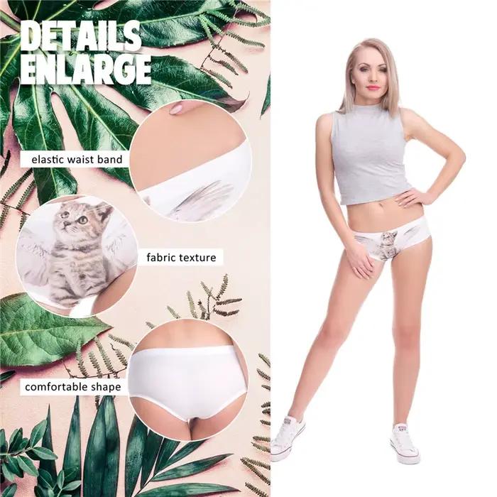 Kawaii 3D culottes femmes sous-vêtements ange chat dessin animé imprimé belle Push Up slips Lingerie string pour femme