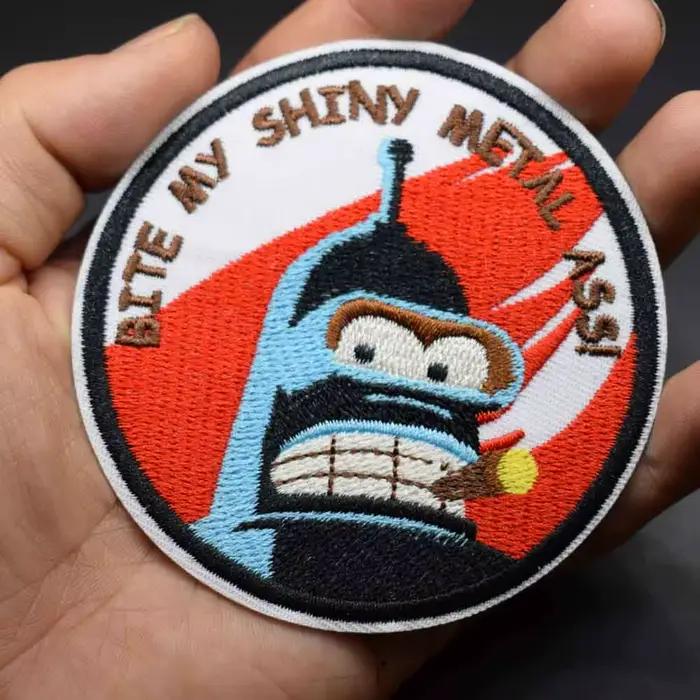 Bite drôle Robot fer sur entièrement brodé pas cher tissu de repassage Patch pour garçons vêtements jean sacs à dos vêtements accessoires de vêtement