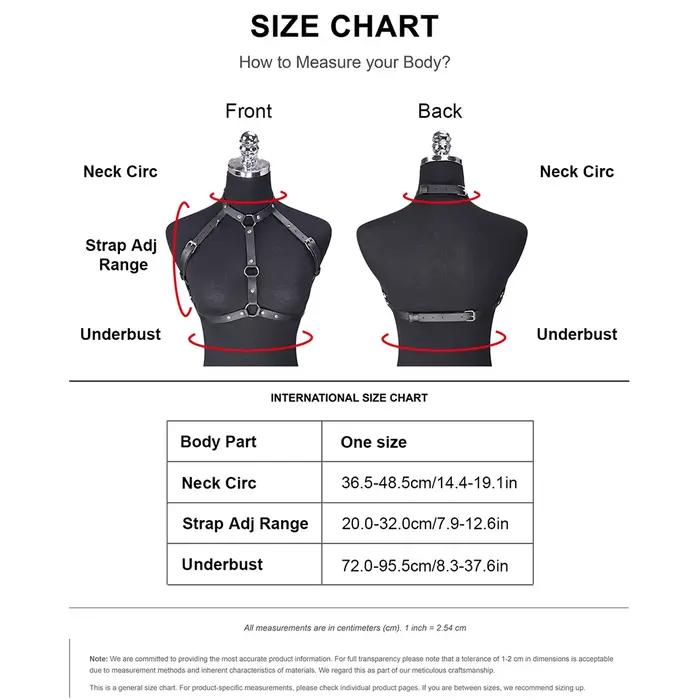 Harnais de corps pour femme style punk gothique - Soutien-gorge réglable en similicuir pour styles emo, rave et alternatifs - Noir