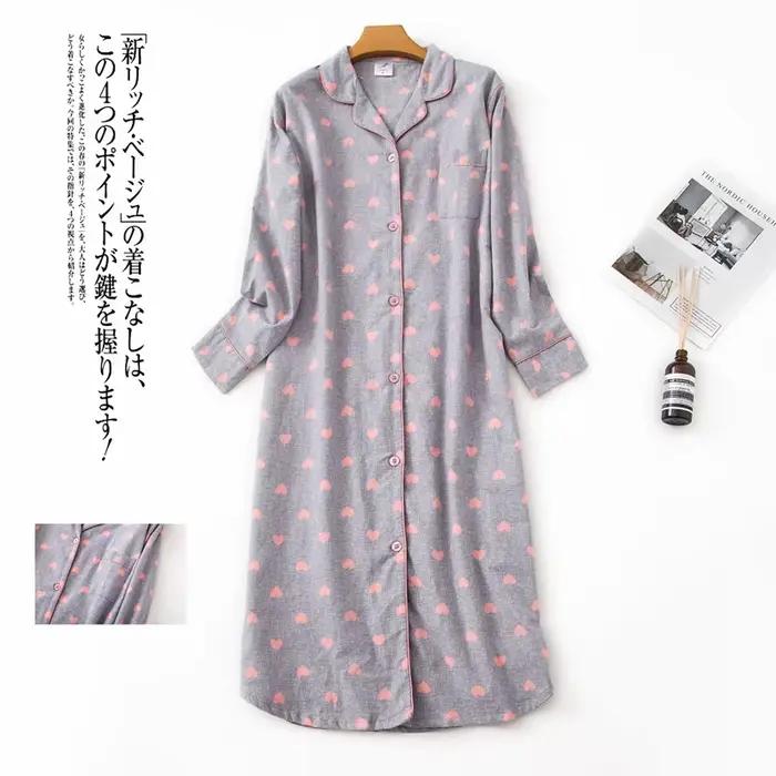 Chemise de nuit boutonnée en coton pour femme