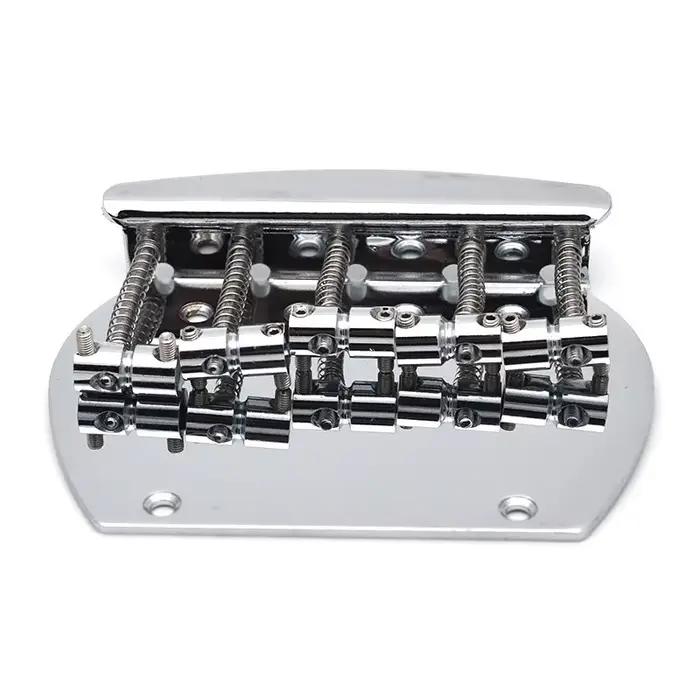 Un ensemble de plaques de base incurvées chromées, pont de selle Vintage 4 5 cordes pour accessoires de guitare basse, cordes à travers le pont ou le corps