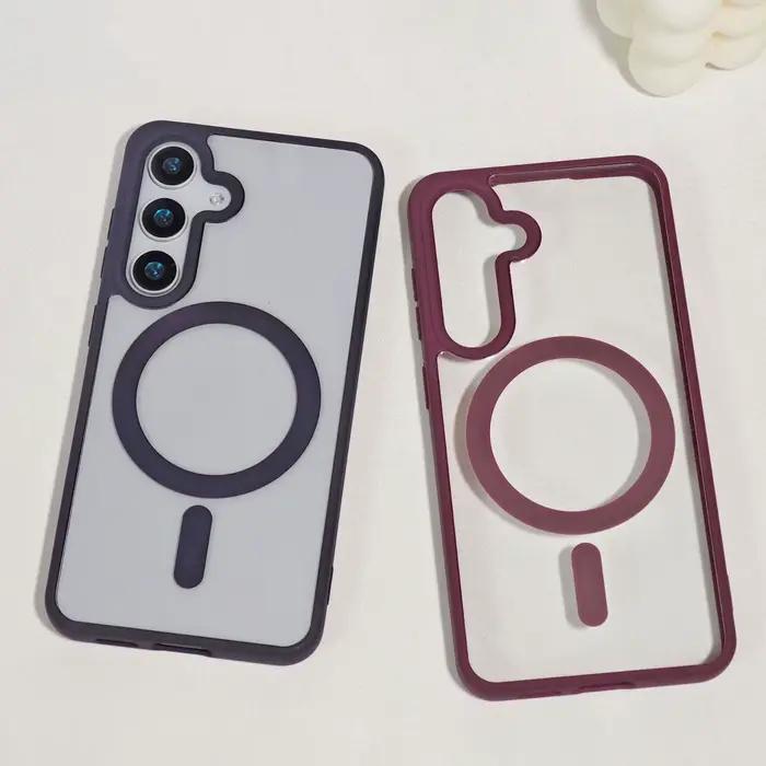 Coque transparente couleur bonbon pour Samsung Galaxy A57 A37 A17 A07 A54 A55 A35 A25 A15 A56 A36 A26 A16 A06, housse Anti-chute Magsafe