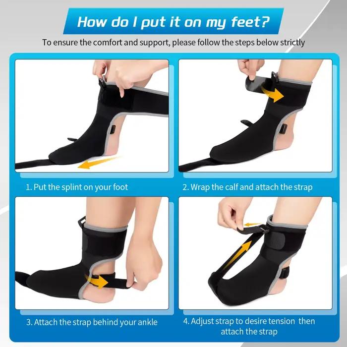 Chaussette d'attelle de nuit pour fasciite plantaire avec boule de massage pour soulager la fasciite plantaire, attelle de fasciite plantaire douce et confortable