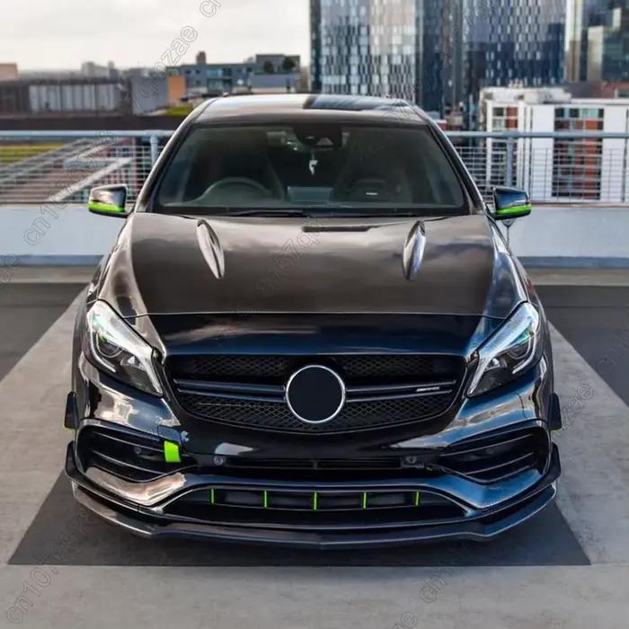 Pour Mercedes classe A W176 A180 A200 A250 A45 AMG 2012 2013 2014 2015 2016 2017 2018 becquet de lèvre de pare-chocs avant de voiture aspect carbone