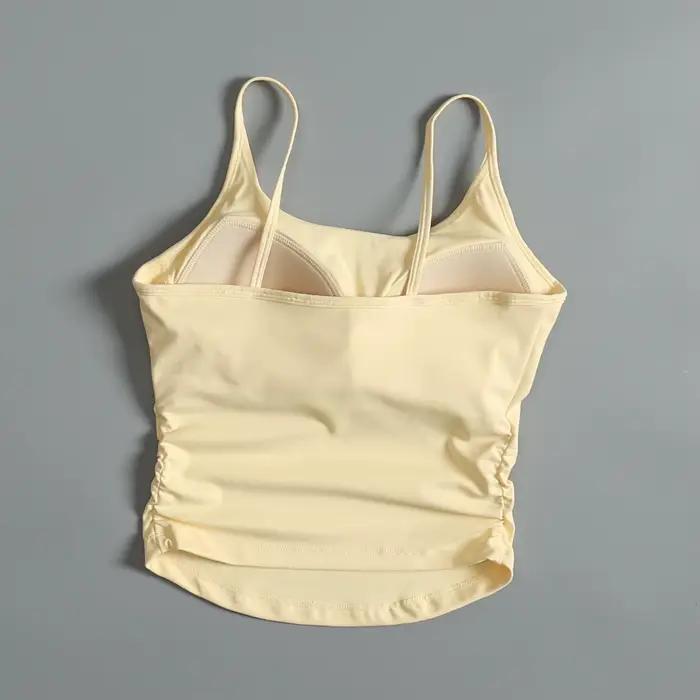 Lingerie de sport pour femmes en été, fines bretelles, costume de yoga, soutien-gorge sexy, beau dos, gilet de course intégré, résistant aux chocs