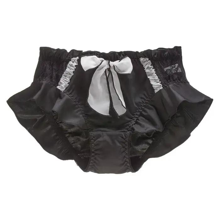 Femmes lait soie lisse mignon belle culotte douce dentelle Lolita à volants ruban nœud élasticité sous-vêtements respirant couleur bonbon