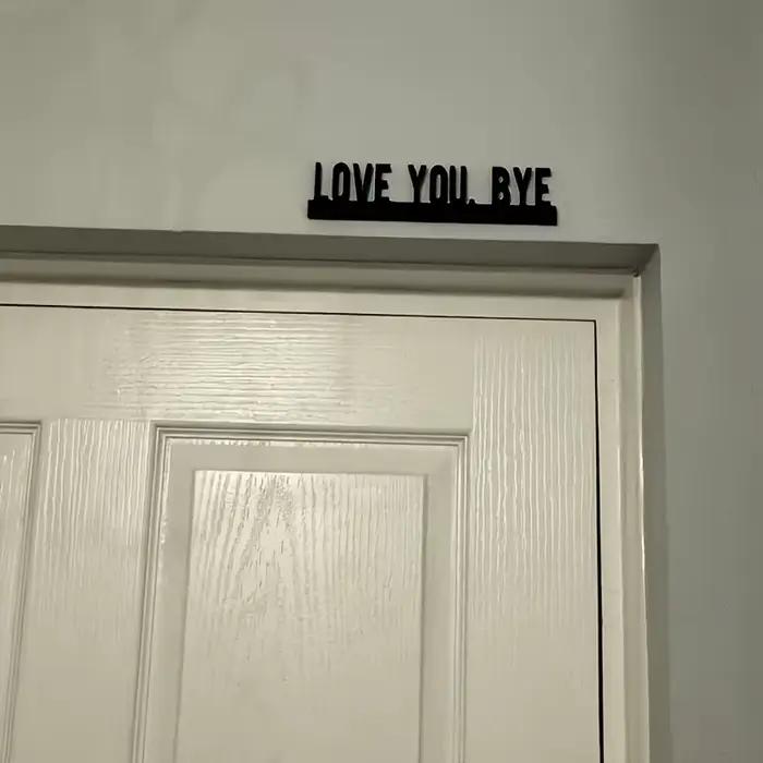 Panneau décoratif mural 2D en bois artificiel imprimé, motif « LOVE YOU BYE », art mural géométrique pour le salon, décoration murale intérieure