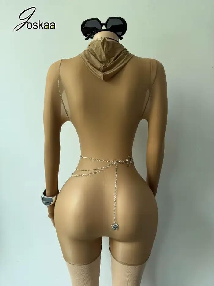 Combinaison transparente brillante Joskaa pour femme