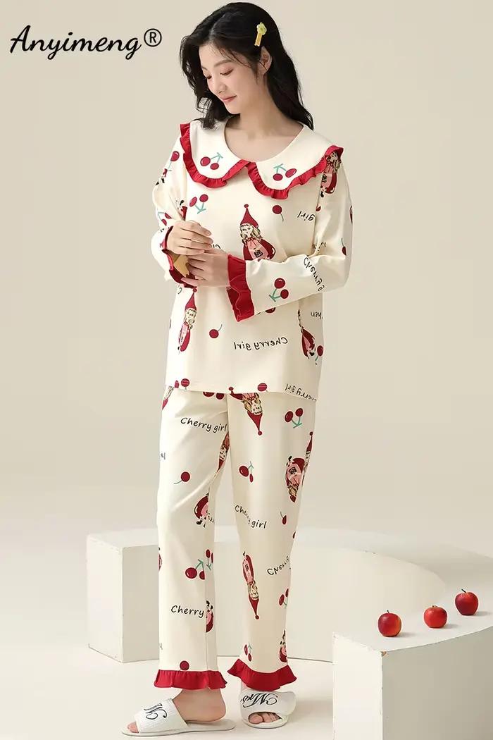 Ensemble de pyjama en coton à imprimé floral pour femmes