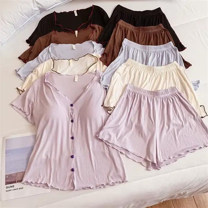Pyjama à Manches Courtes et Pantalon pour Femme