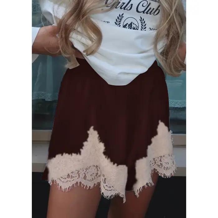 Short en Satin de soie et dentelle pour femmes