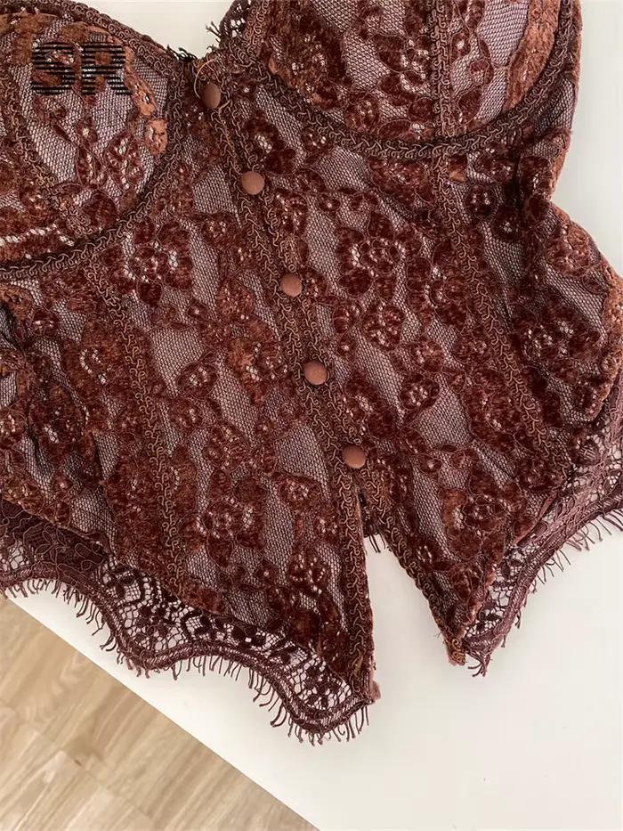 Haut Corset en Dentelle Sensuel Bleu Ciel Taille Unique Camisole Vintage pour Femmes Occasions Spéciales Nocturnes Sorties Estivales