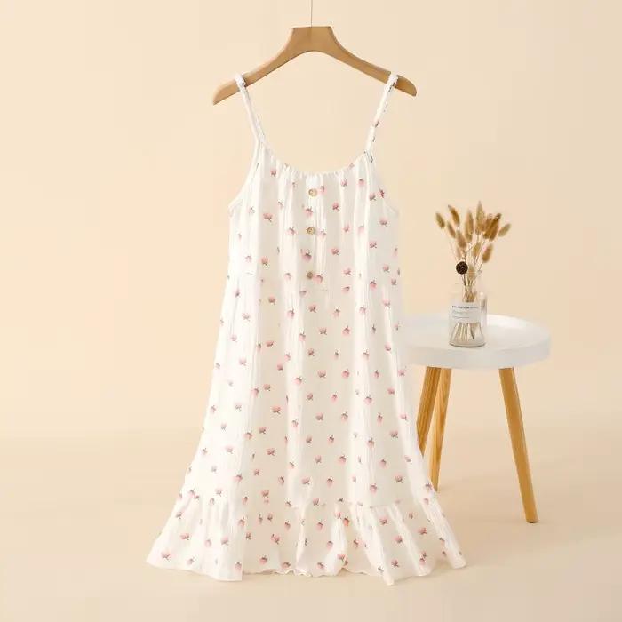 Chemise de nuit décontractée 100% coton pour femmes