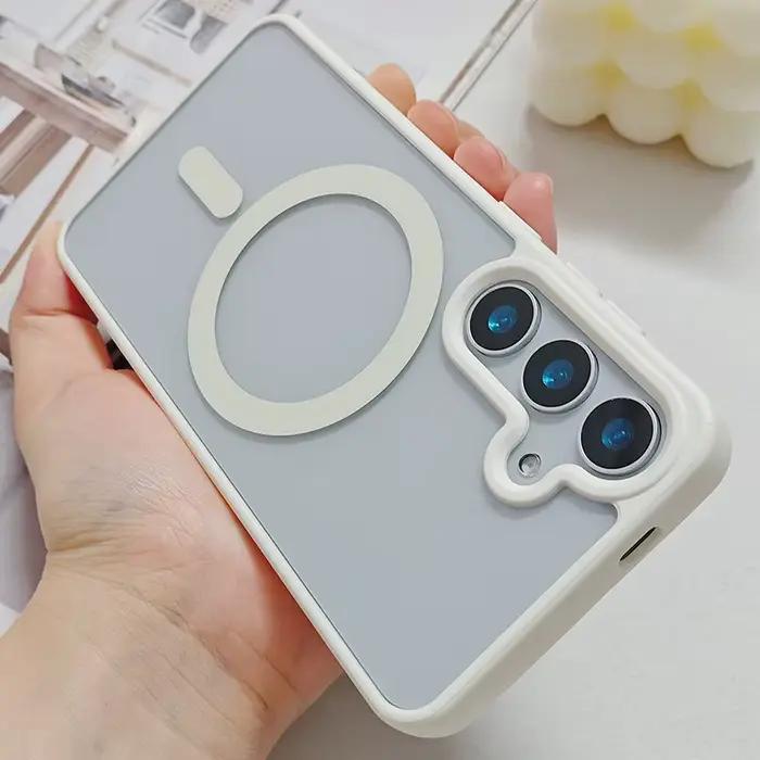 Coque transparente couleur bonbon pour Samsung Galaxy A57 A37 A17 A07 A54 A55 A35 A25 A15 A56 A36 A26 A16 A06, housse Anti-chute Magsafe