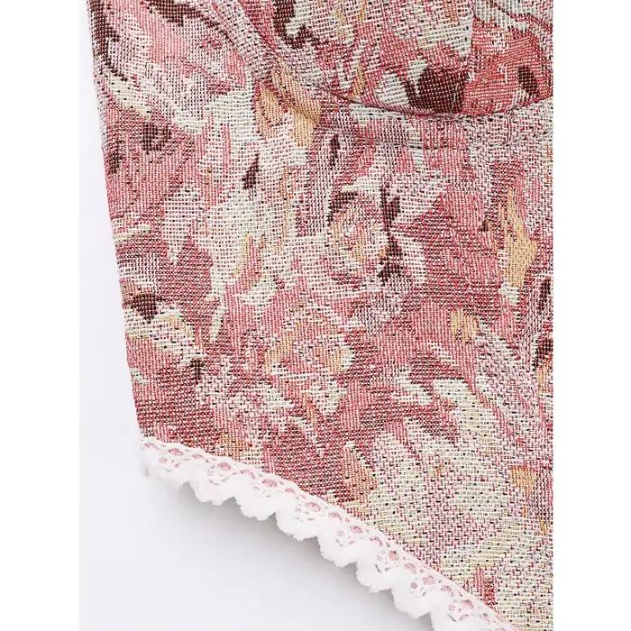 Corset bustier rose floral sans bretelles à col cœur pour femme