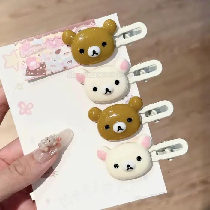 Pince à cheveux mignonne Easy Bear pour filles, accessoire de coiffure Rilakkuma, pince à cheveux dessin animé Easy Bear, pince à franges Lazybear, accessoires capillaires