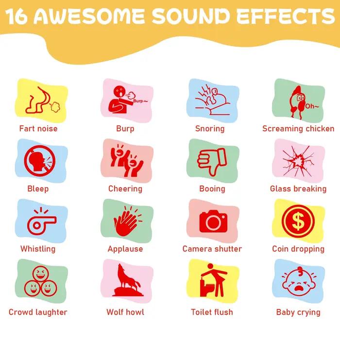 Machine à effets sonores drôle avec 16 effets sonores hilarants, fabricant de bruit portable, article de farces de nouveauté pour les fêtes, les jeux et les gags