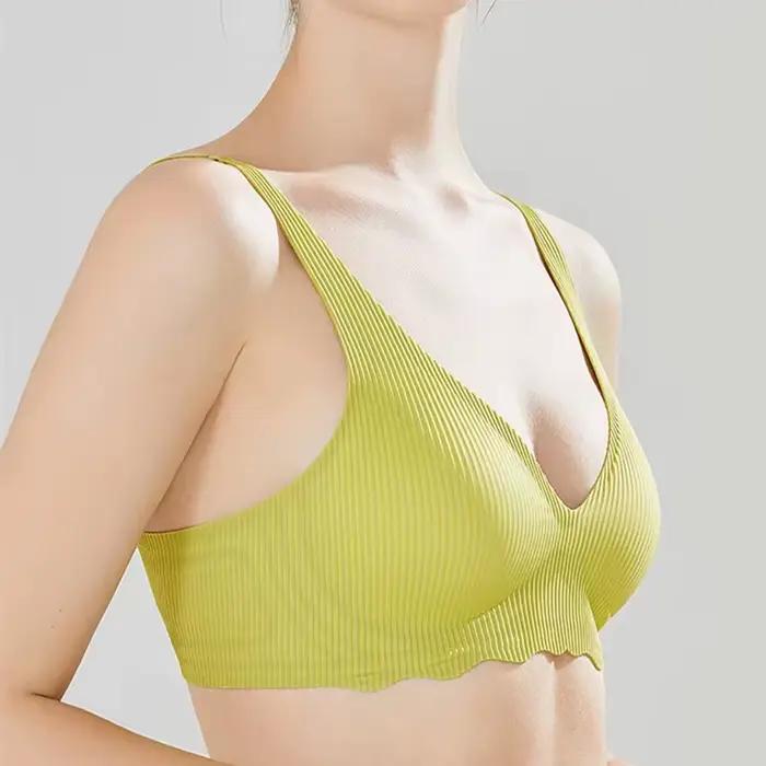 Soutien-gorge sans couture pour femmes, petite poitrine, design creux, sous-vêtements, une pièce, motif rayé, confortable, sexy, maintien optimal, polyvalence des couleurs