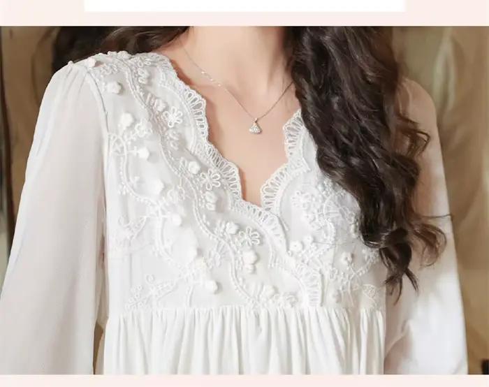 Haute qualité printemps automne vêtements de nuit femmes chemise de nuit à manches longues Sexy col en v longue robe maille Modal doux chemises de nuit femme