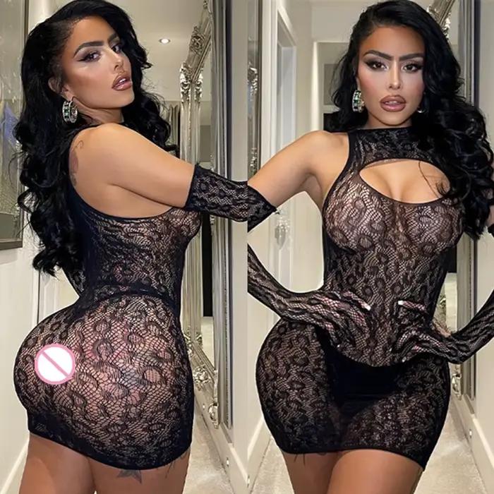 Robe courte en résille pour femmes