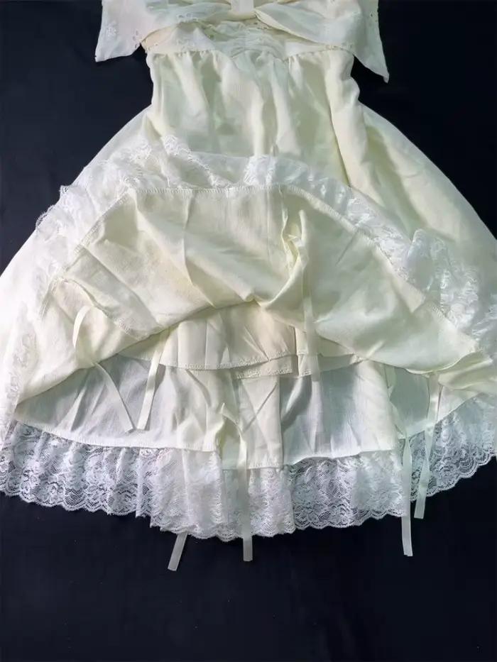Robes d'été françaises tendance, coupe ajustée, avec nœud et dentelle, épaules dénudées, pour femme, idéales pour les anniversaires, décontractées, soldes de liquidation