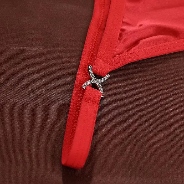 Lingerie femme sous-vêtements sans couture Satin strass string respectueux de la peau respirant faible releé Diaments