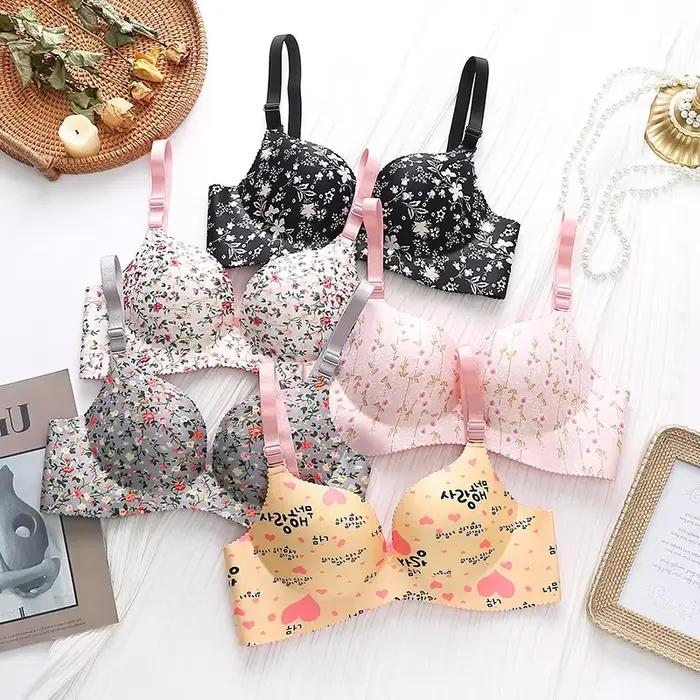 Soutien-gorge push-up à imprimé floral rétro pour petite poitrine