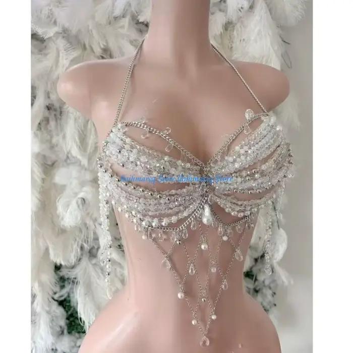 Soutien-gorge en chaîne perlée pour femmes filles