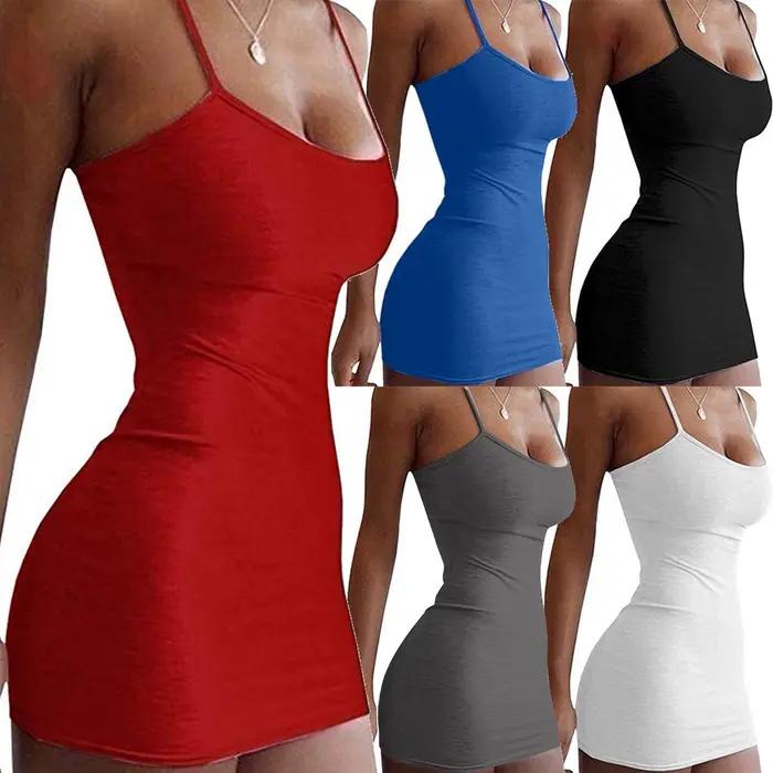 Couleur unie femmes chemise de nuit Sexy sans manches col Scroop vêtements