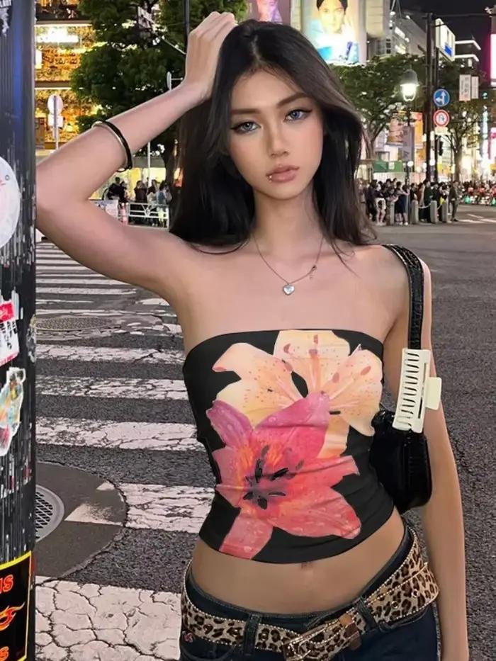 Soutien-gorge sans bretelles à imprimé floral pour femmes