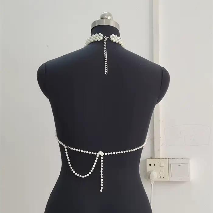 Femmes débardeur mode Festival perle métal fait à la main corps chaîne soutien-gorge vêtements accessoire fêtes tenue 2025 nouveau haut court scintillant