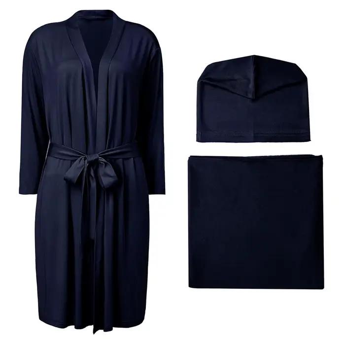 Robe de maternité assortie à une couverture pour bébé, robe de nuit pour maman pour l'accouchement, avec ensemble de langes, vêtements d'allaitement pour l'hôpital et la maison