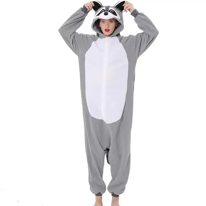 Hommes Pyjamas Animal Kigurumi femmes raton laveur Onesies pour adultes dessin animé une pièce Pijamas corps complet cadeau d'anniversaire Cosplay Costume