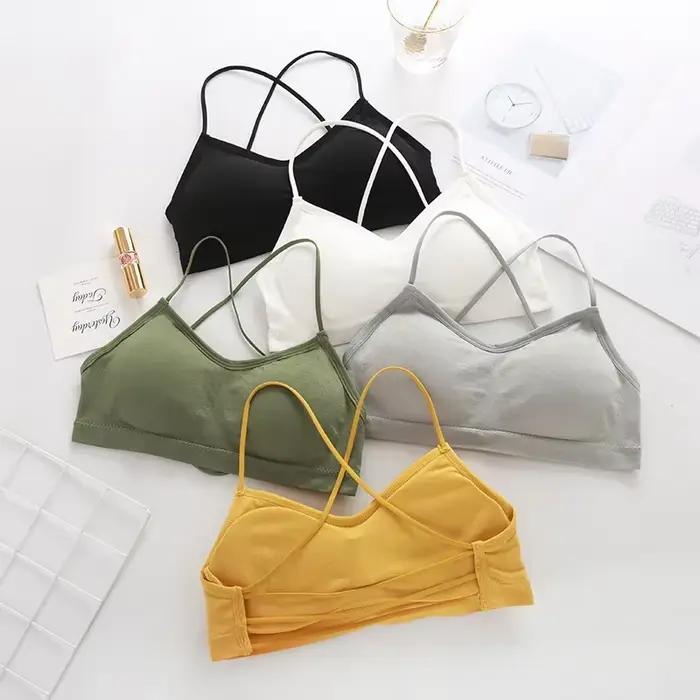 Soutien-gorge Sexy à dos croisé pour femmes, sans couture, beauté du dos, haut court, Sport, avec coussinet amovible, Lingerie