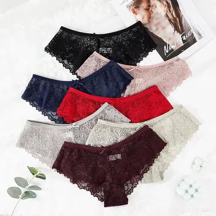 3 pièces culottes pour sous-vêtements de femme Sexy dentelle creuse respirant
