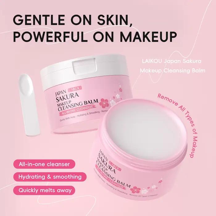 LAIKOU Japon Sakura Baume Nettoyant Démaquillant 100g Nettoyant Tout-en-un Fondant Rapidement Hydratant Lissant Démaquillant