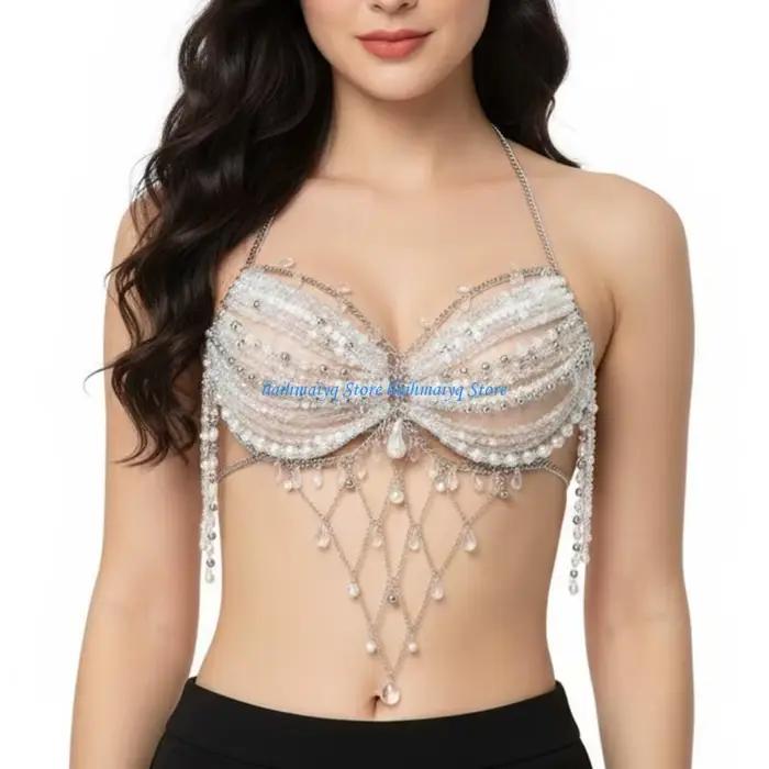 Soutien-gorge en chaîne perlée pour femmes filles