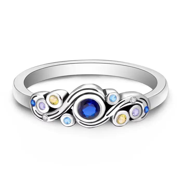 Bague originale en argent Sterling 925 Van Gogh, nuit étoilée, bijoux pour femmes et filles, cadeaux d'anniversaire