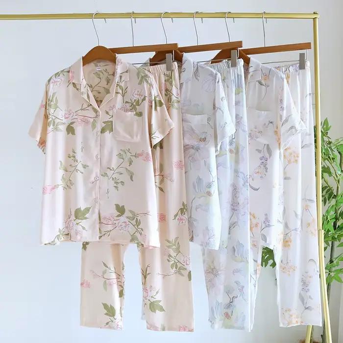 Ensemble pyjama d'été en coton et Viscose pour femmes