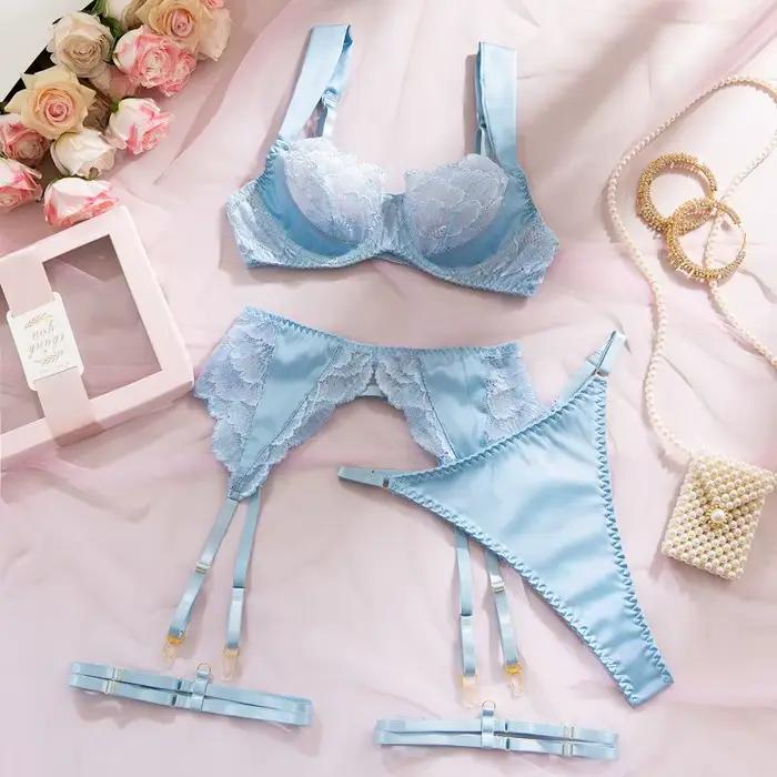 Ensemble de Lingerie Saint-Valentin Sexy et Élégant en Satin