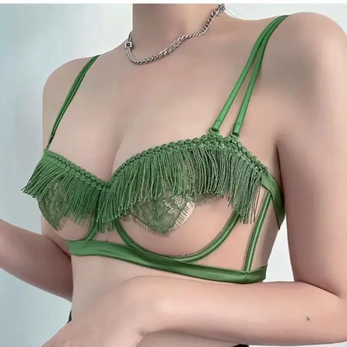 BANERDANNI Ensemble de soutien-gorge dos nu français sexy de luxe léger - Bralette minimiseur en maille transparente Lingerie en dentelle ultra-mince Vente en stock limitée
