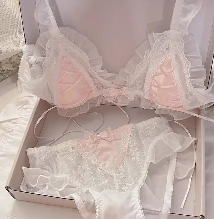 Lolita filles mince mignon dentelle petit soutien-gorge femmes triangle tasse