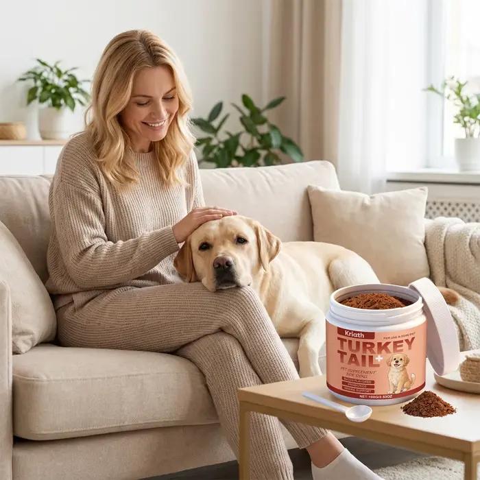 Poudre de complément nutritionnel pour chiens : Améliore la vitalité de l'animal, équilibre la flore intestinale, favorise la santé de la peau et du pelage, renforce les défenses corporelles 100g