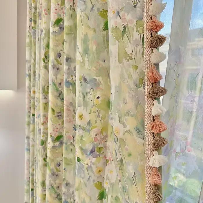 Rideaux Monet pastoraux de forêt occultants verts de jardin, pour salon, chambre à coucher, balcon, isolation thermique personnalisée, prêt