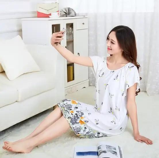 Salon imprimé chemises de nuit femme nouveau coton vêtements